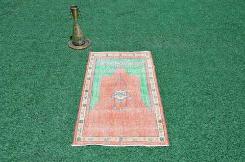 Small area Handmade Turkish Vintage rug for home decor, bathroom rug, area rug oushak rug boho rug kitchen rug  kilim rug door mat, rugs 2x4, 666452