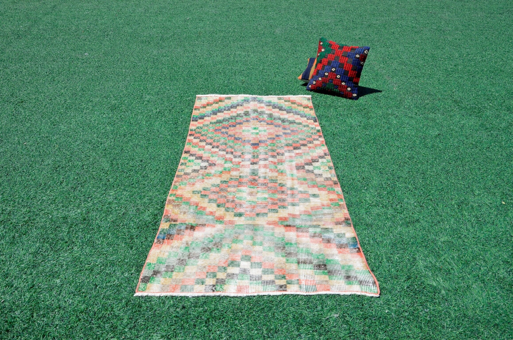 Small area Handmade Turkish Vintage rug for home decor, bathroom rug, area rug oushak rug boho rug kitchen rug  kilim rug door mat, rugs 3x6, 666458