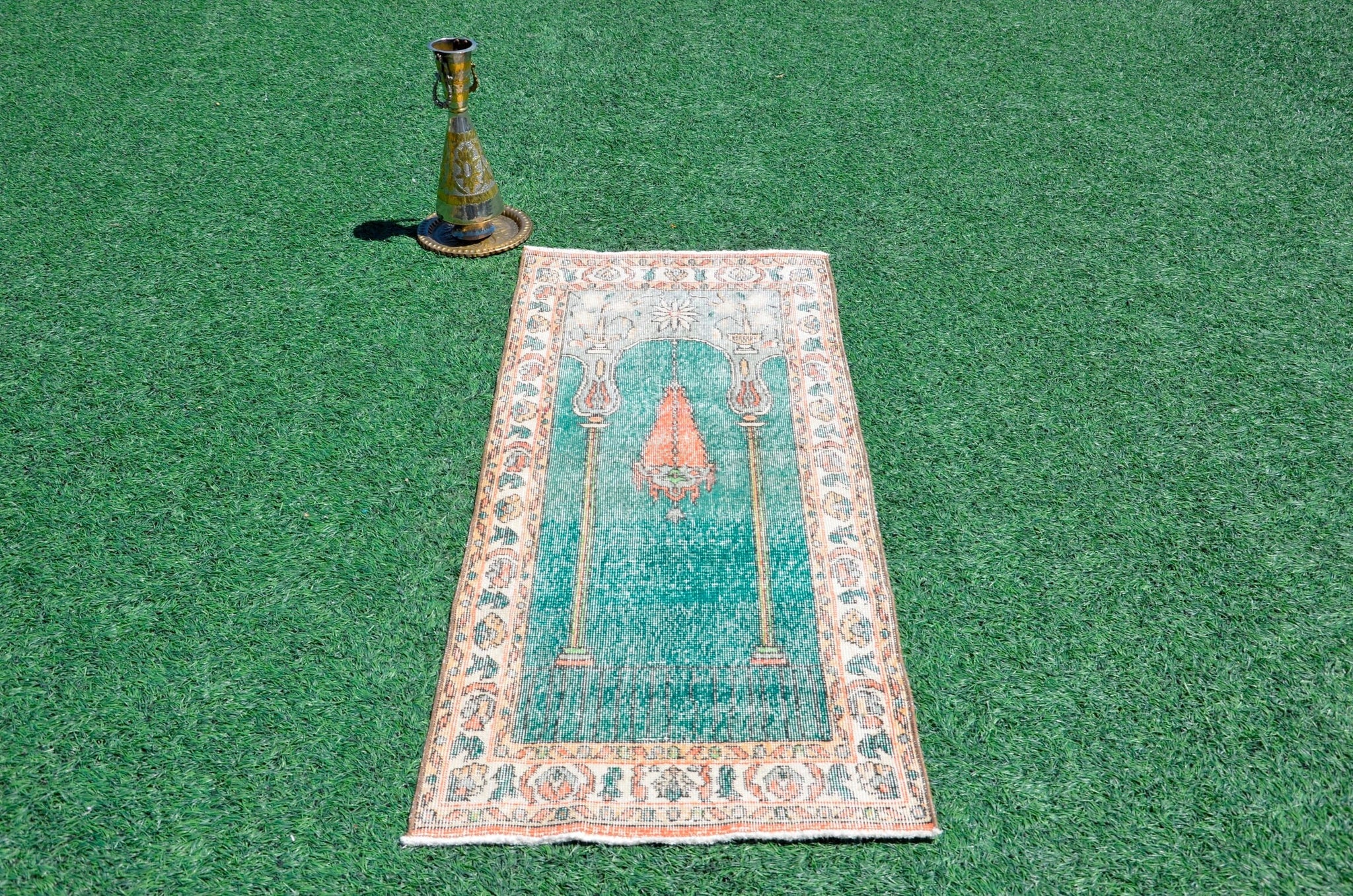 Small area Handmade Turkish Vintage rug for home decor, bathroom rug, area rug oushak rug boho rug kitchen rug  kilim rug door mat, rugs 2x5, 666460