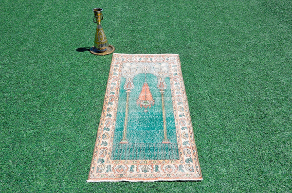 Small area Handmade Turkish Vintage rug for home decor, bathroom rug, area rug oushak rug boho rug kitchen rug  kilim rug door mat, rugs 2x5, 666460